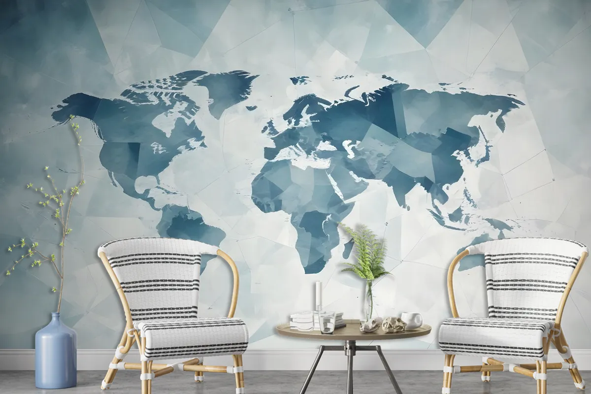 Abstract Map With Geometric Line Wallpaper Mural