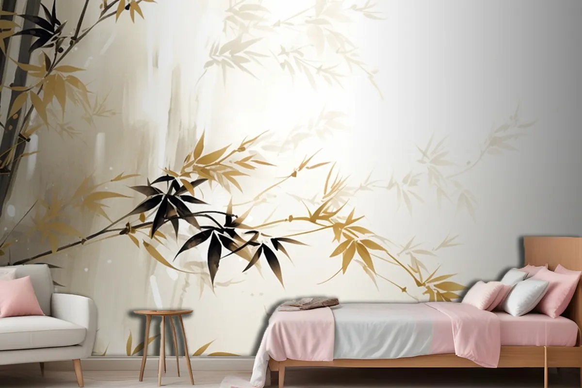 Abstract Oil Painting Technique Flowers Leaves Wallpaper Mural