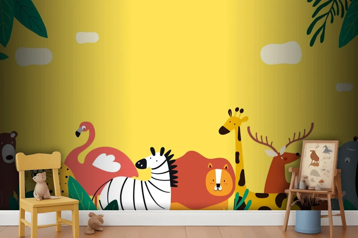 Animals Theme Template Vector Wallpaper Mural