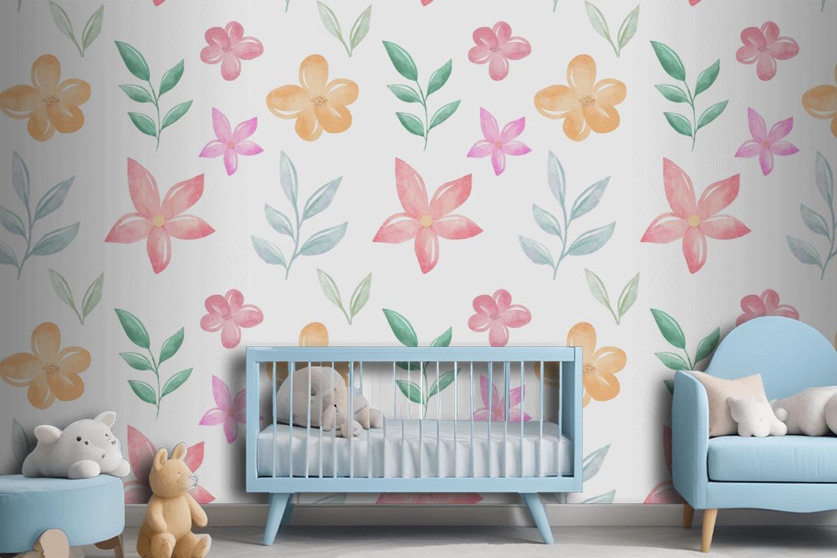 Background Floral Watercolor With Soft Colors Wallpaper Mural