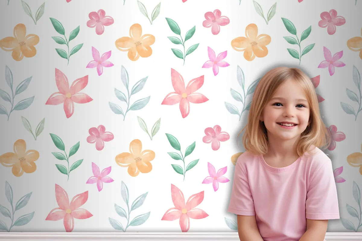 Background Floral Watercolor With Soft Colors Wallpaper Mural