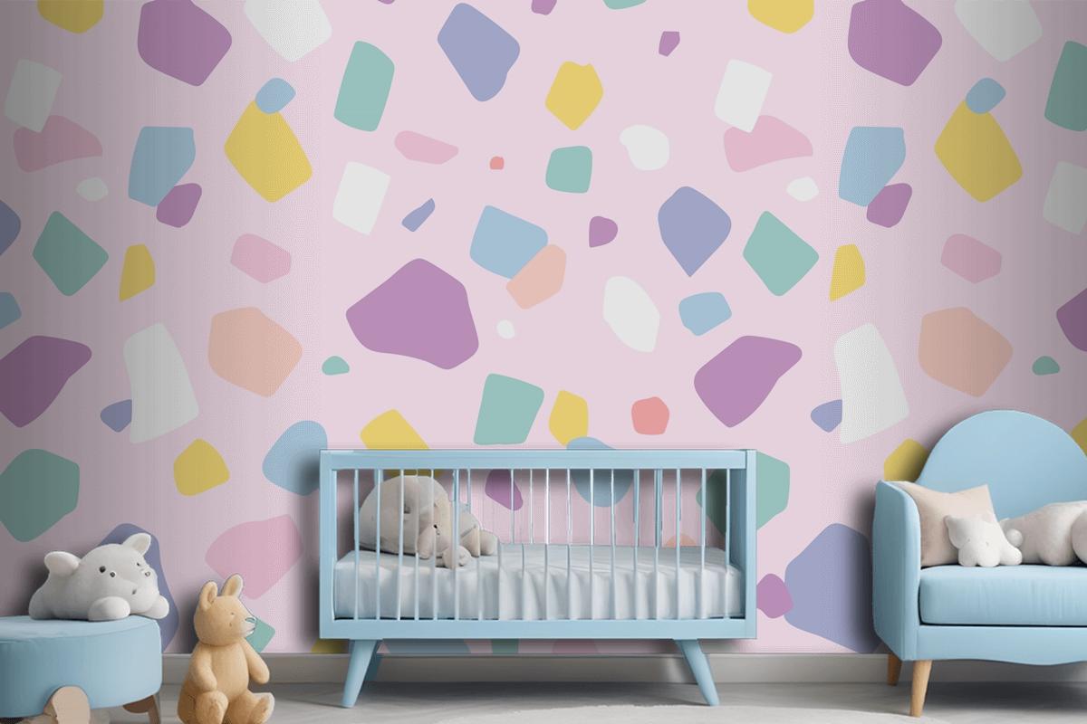 Background Seamless Pattern Vector With Cute Pastel Terrazzo Wallpaper Mural