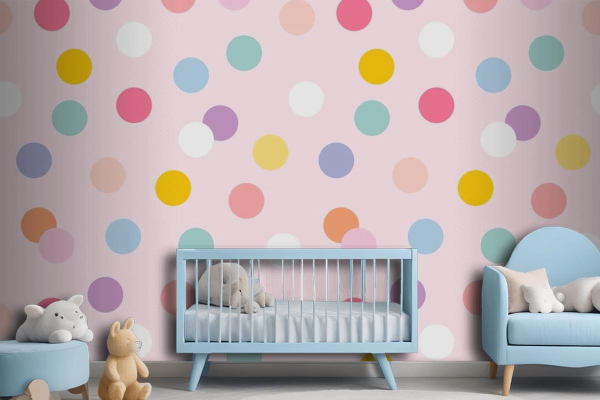 Background Seamless Pattern With Cute Pastel Polka Dots Wallpaper Mural