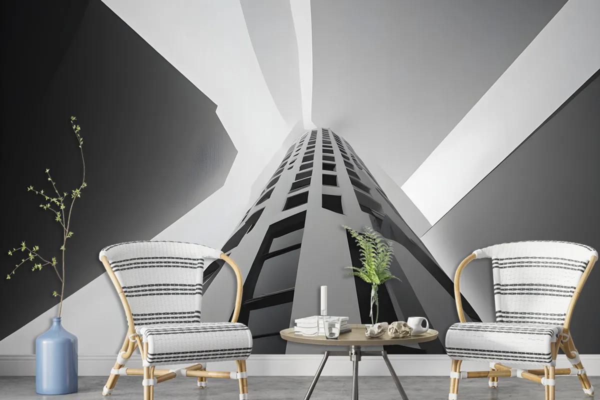 Black And White Architectural Firstperson Perspective Wallpaper Mural