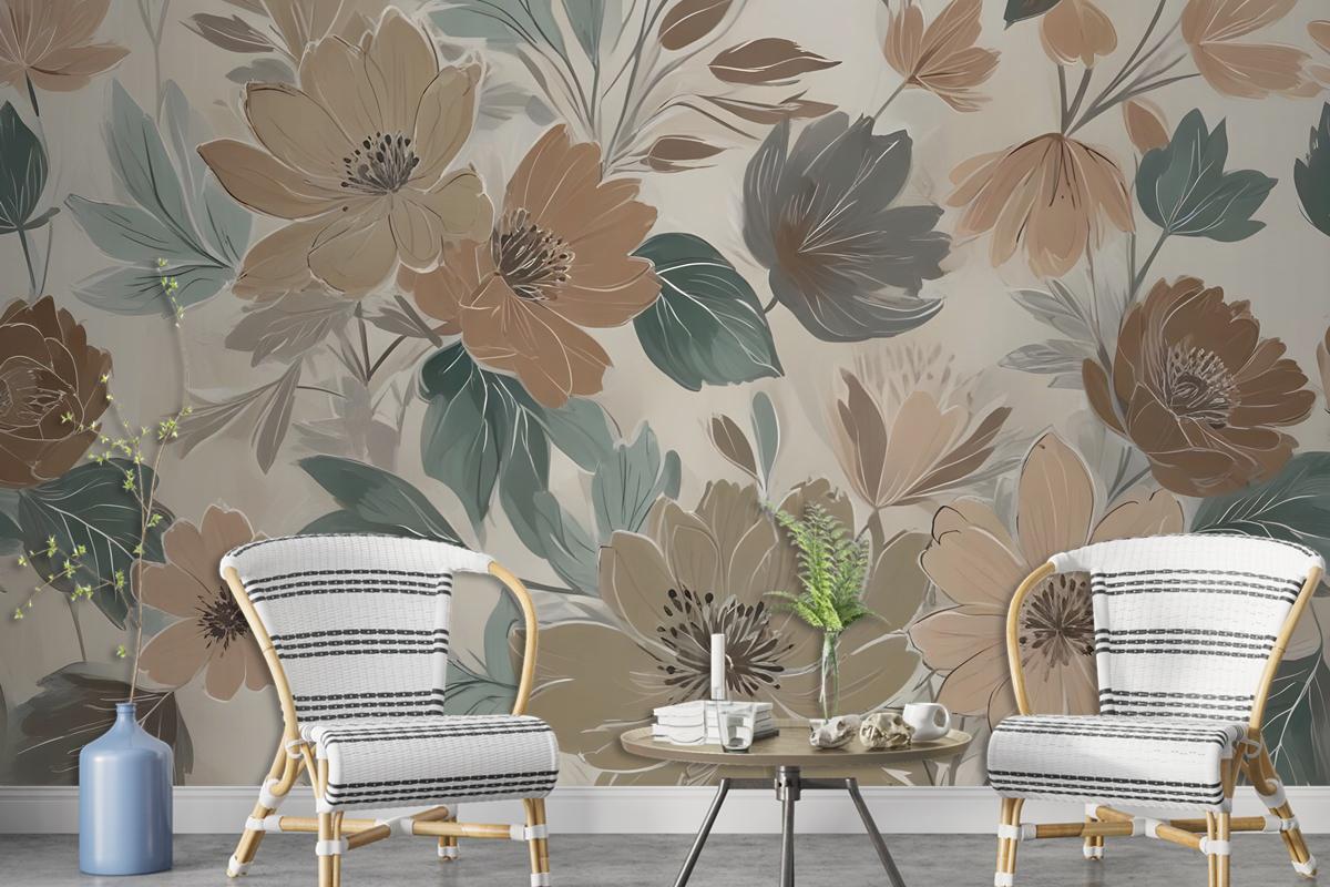 Bohemian Style Anemone Floral Bouquet Wallpaper Mural