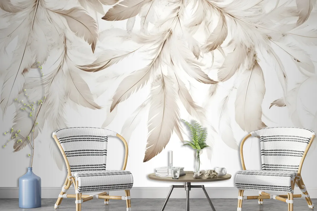 Boho Abstract Banana Leaf Art Wallpaper Mural