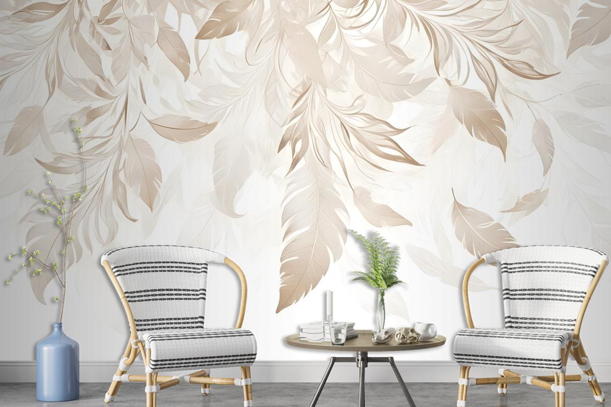 Boho Abstract Banana Leaf Art Wallpaper Mural