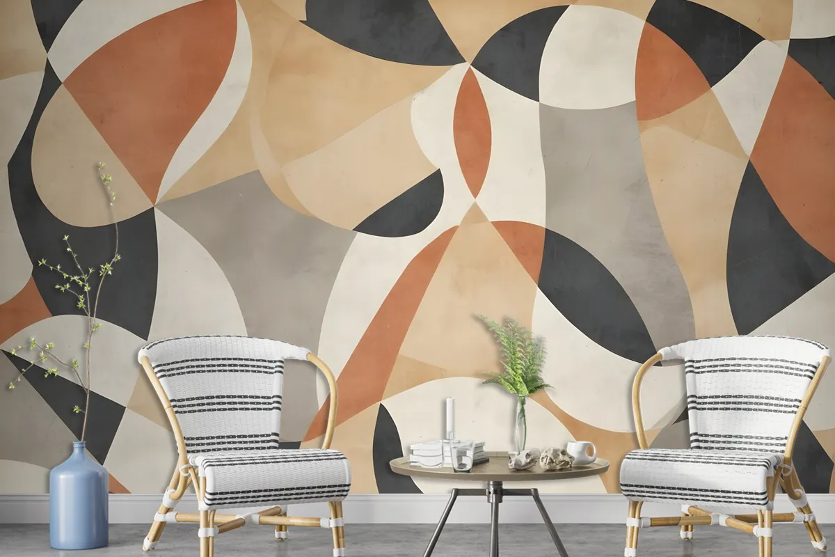 Boho Geometric Abstract Art Wallpaper Mural