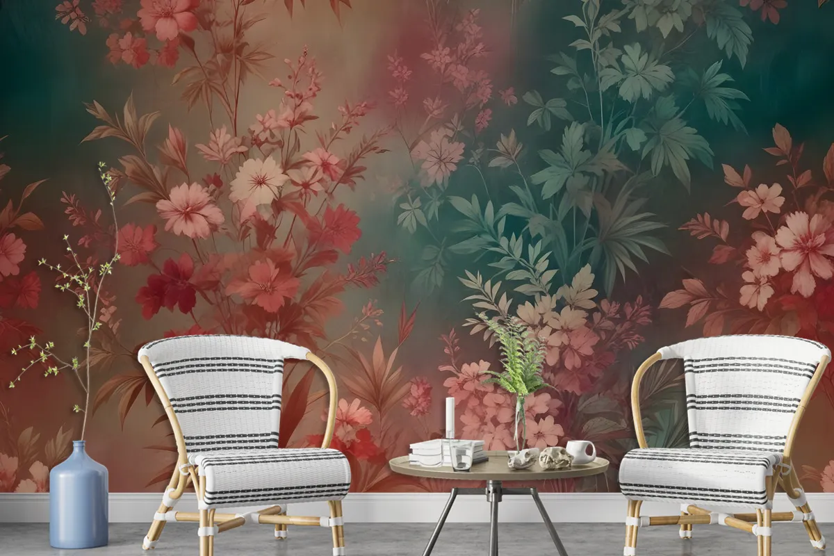 Chinoiserie Vintage Plants Wallpaper Mural