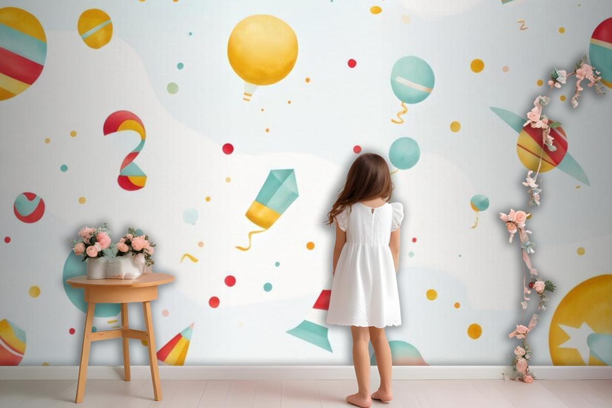 Colorful Balloons With Flags Colorful Balloons With Flags Wallpaper Mural