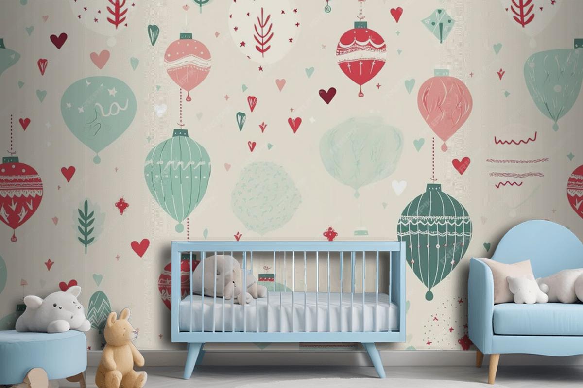 Colorful Christmas Seamless Pattern Wallpaper Mural