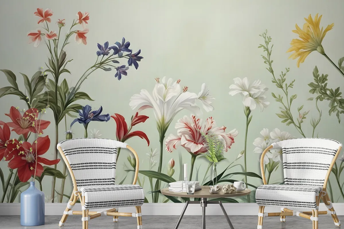 Colorful Plants And Flowers Wallpaper Mural