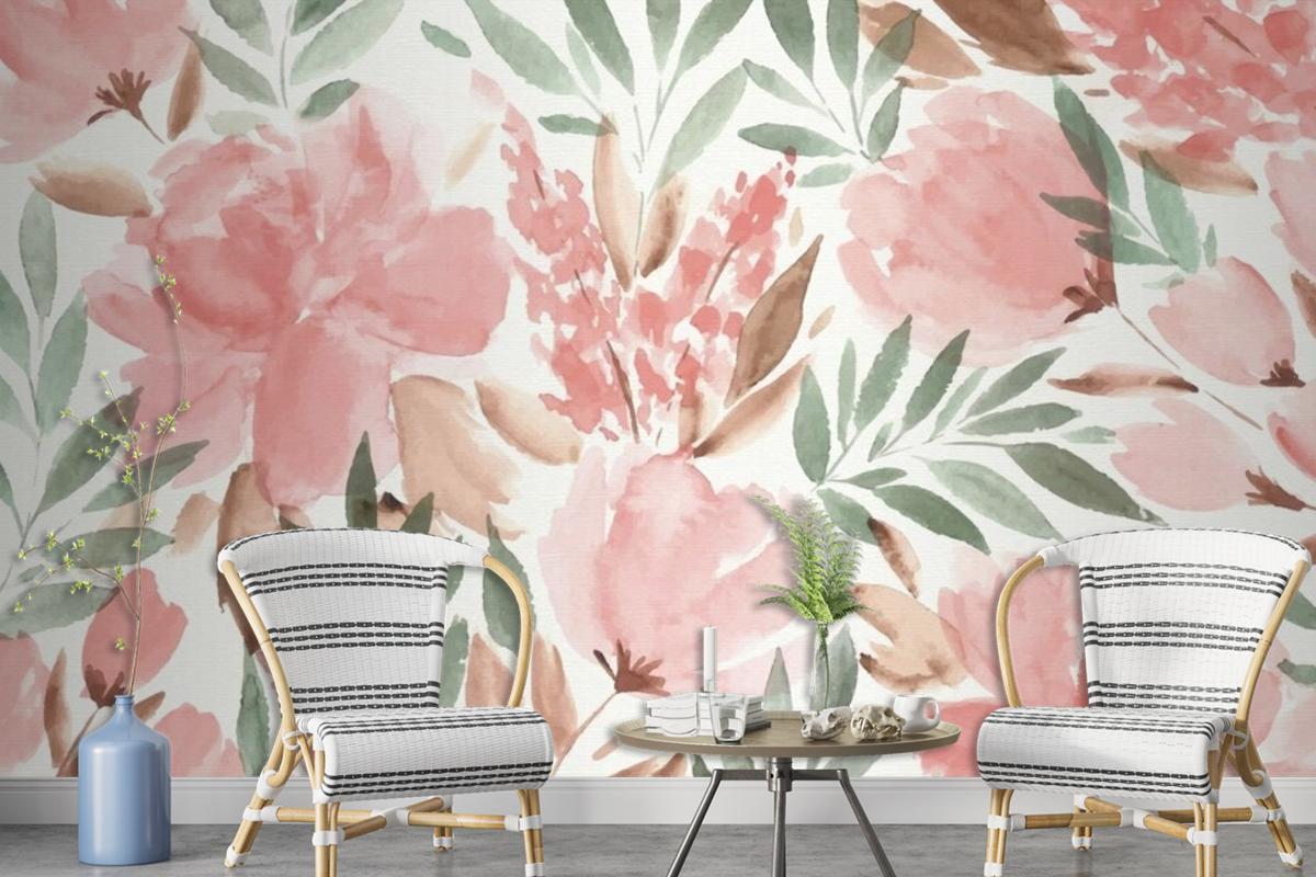 Colorful Watercolor Floral Background Wallpaper Mural