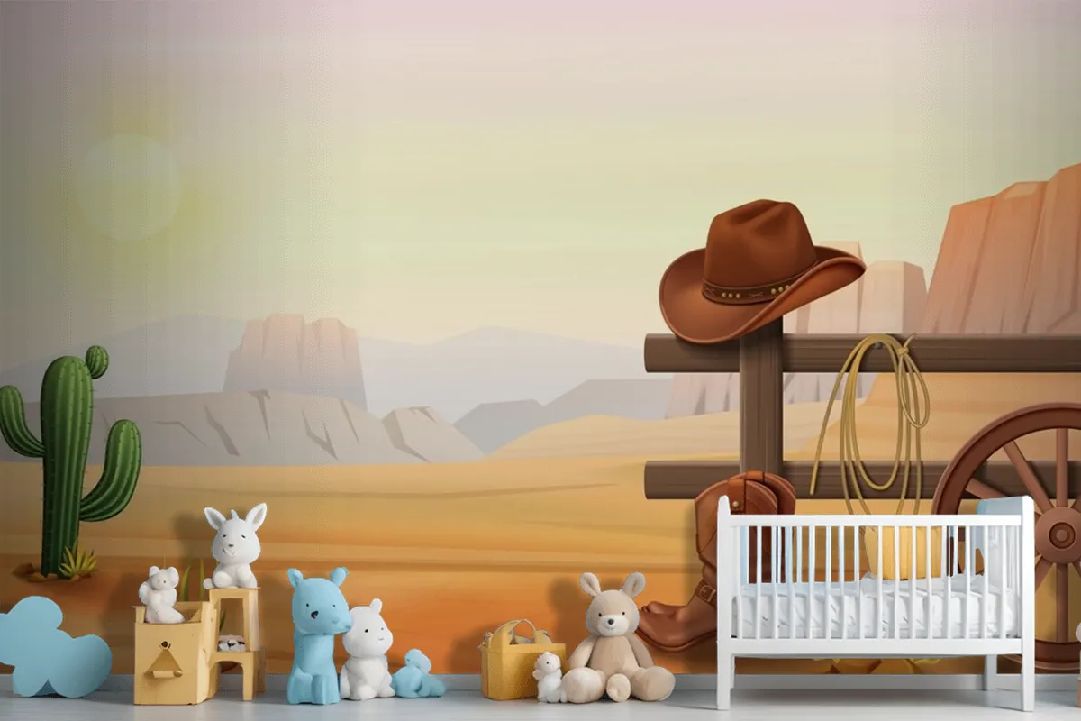 Cowboy Boots And Hat On Fence Wallpaper Mural