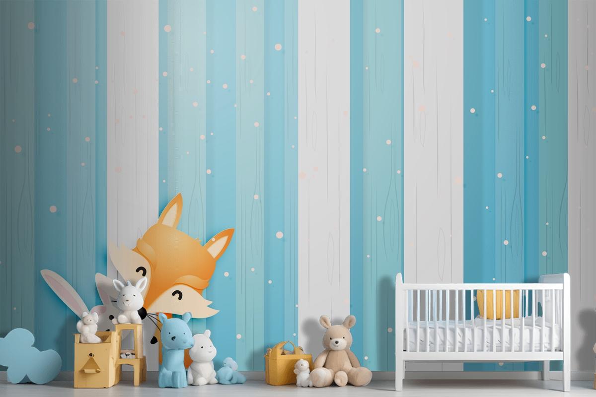 Cute Fox And Rabbit In The Wood With Paper Art Style Pastel Scheme Wallpaper Mural