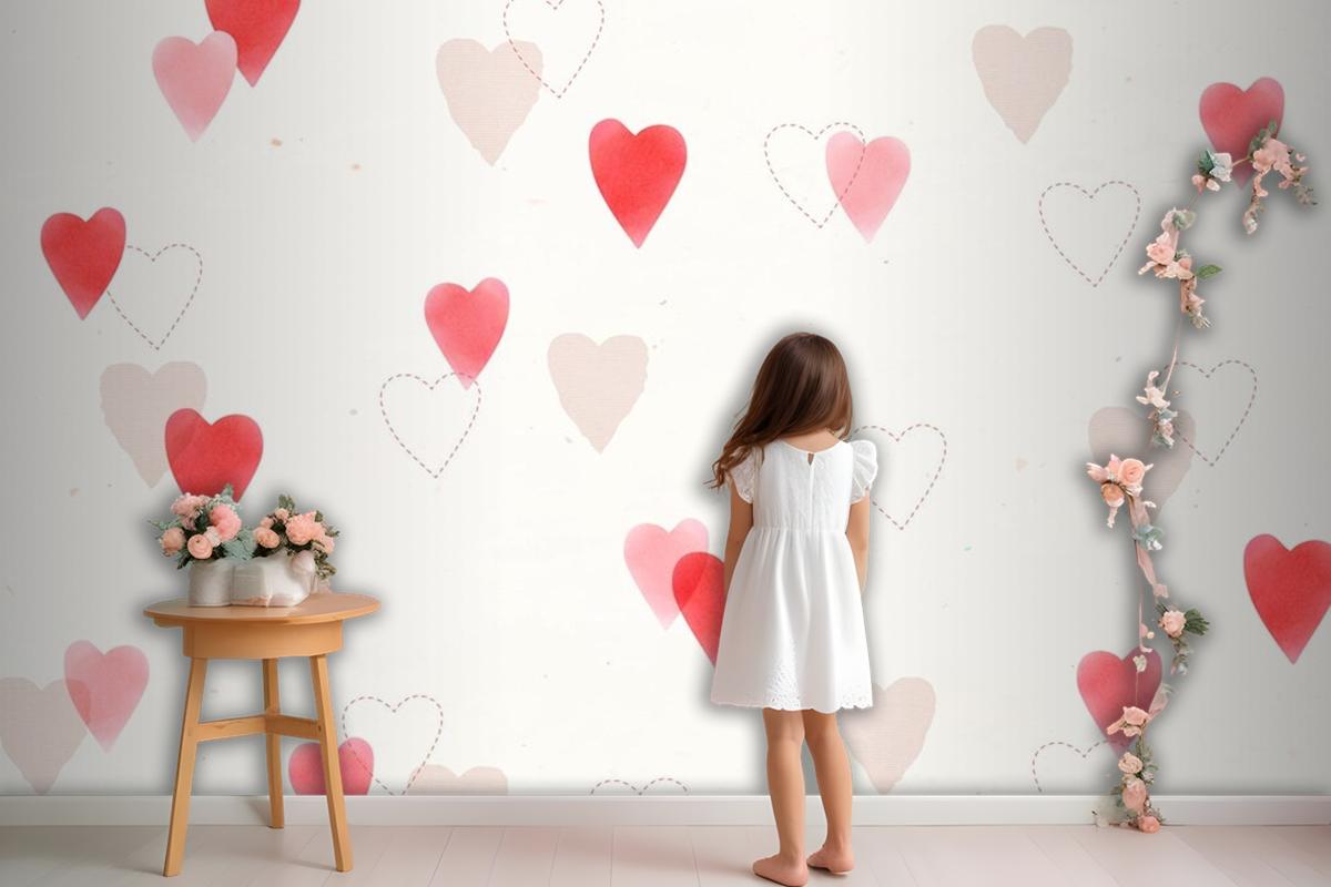 Cute Love Pattern Background Wallpaper Mural