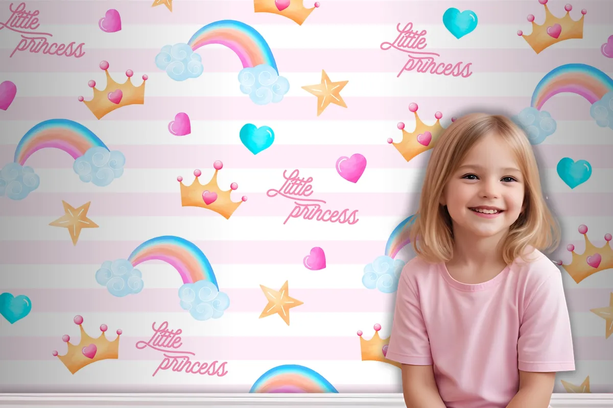 Cute Pattern With Lovely Elements For A Little Princess Wallpaper Mural