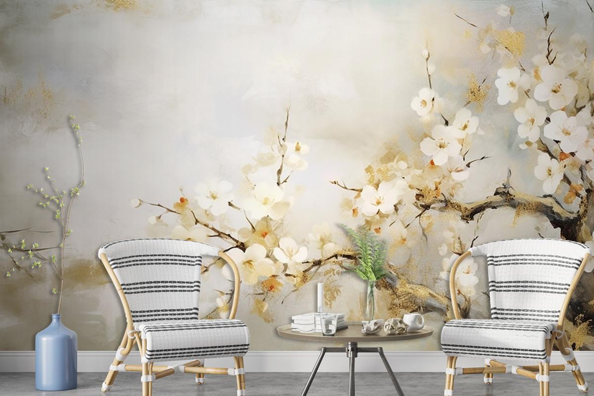 Modern Abstract Art Watercolor Floral Wallpaper Mural