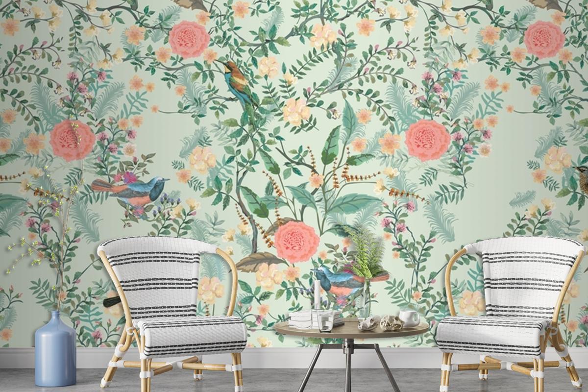 Vintage Decorative Garden Seamless Pattern For Wallpaper Mural