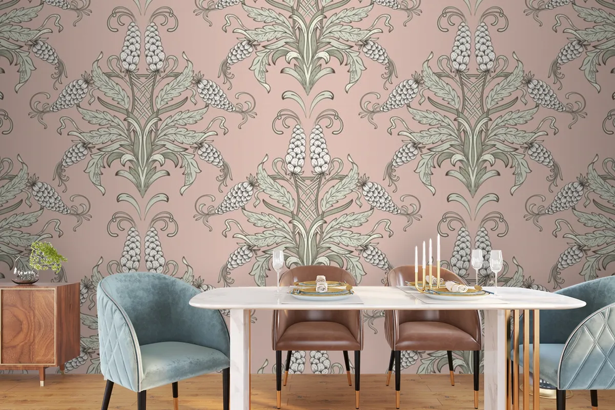 Damask Seamless Emboss Pattern Background Wallpaper Mural