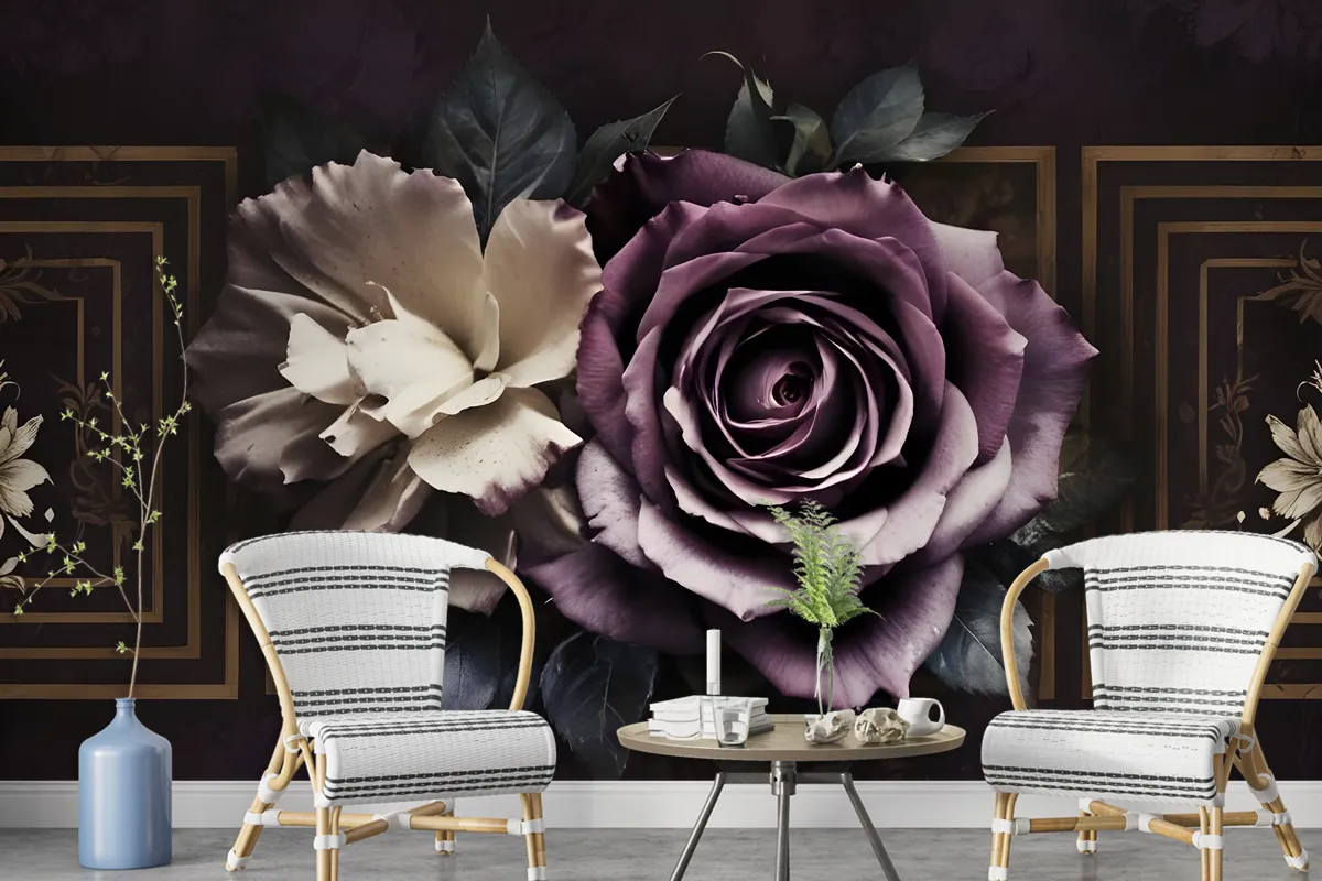 Dark Rose Floral Wallpaper Mural