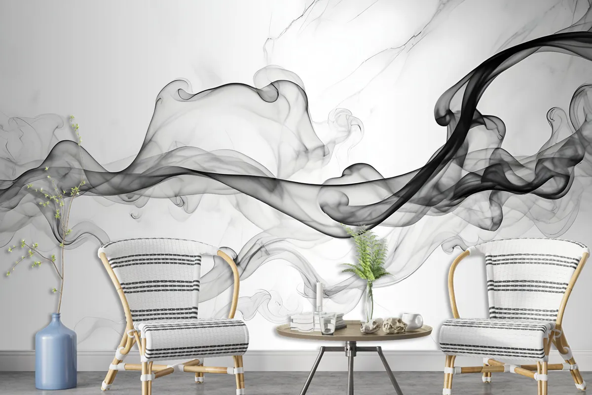 Dark Smoke With Marble Pattern Wallpaper Mural