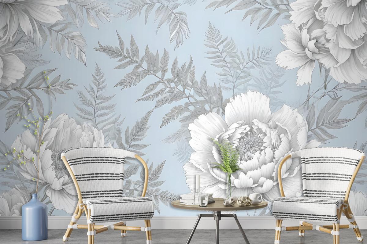 Drawing Floral Bouquet Art Wallpaper Mural