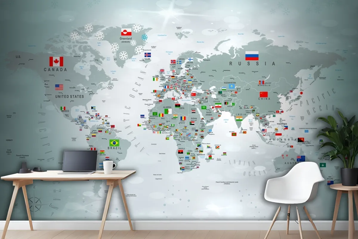 Educational World Map Wallpaper Mural