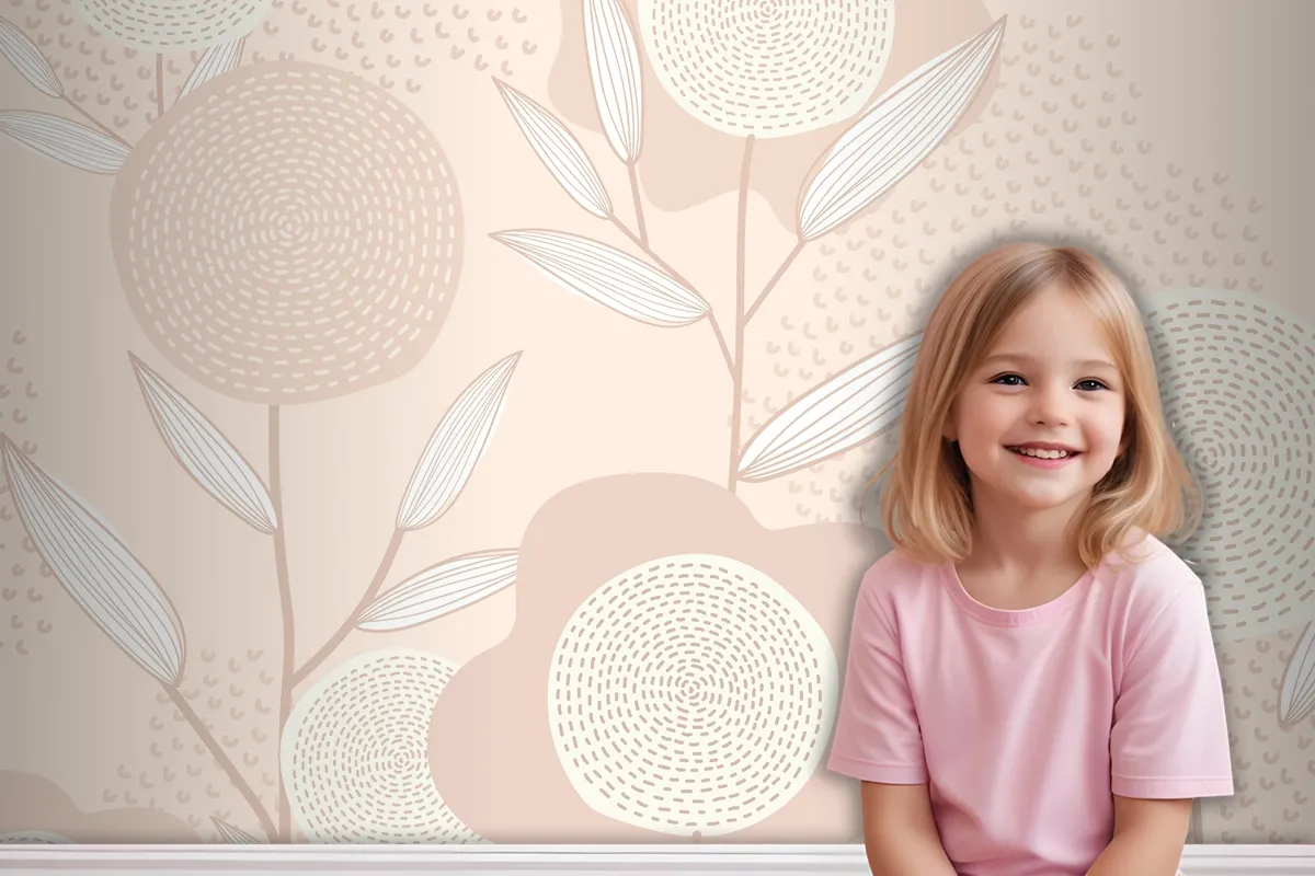 Feminine Floral Patterned Vector Background In Pink Wallpaper Mural