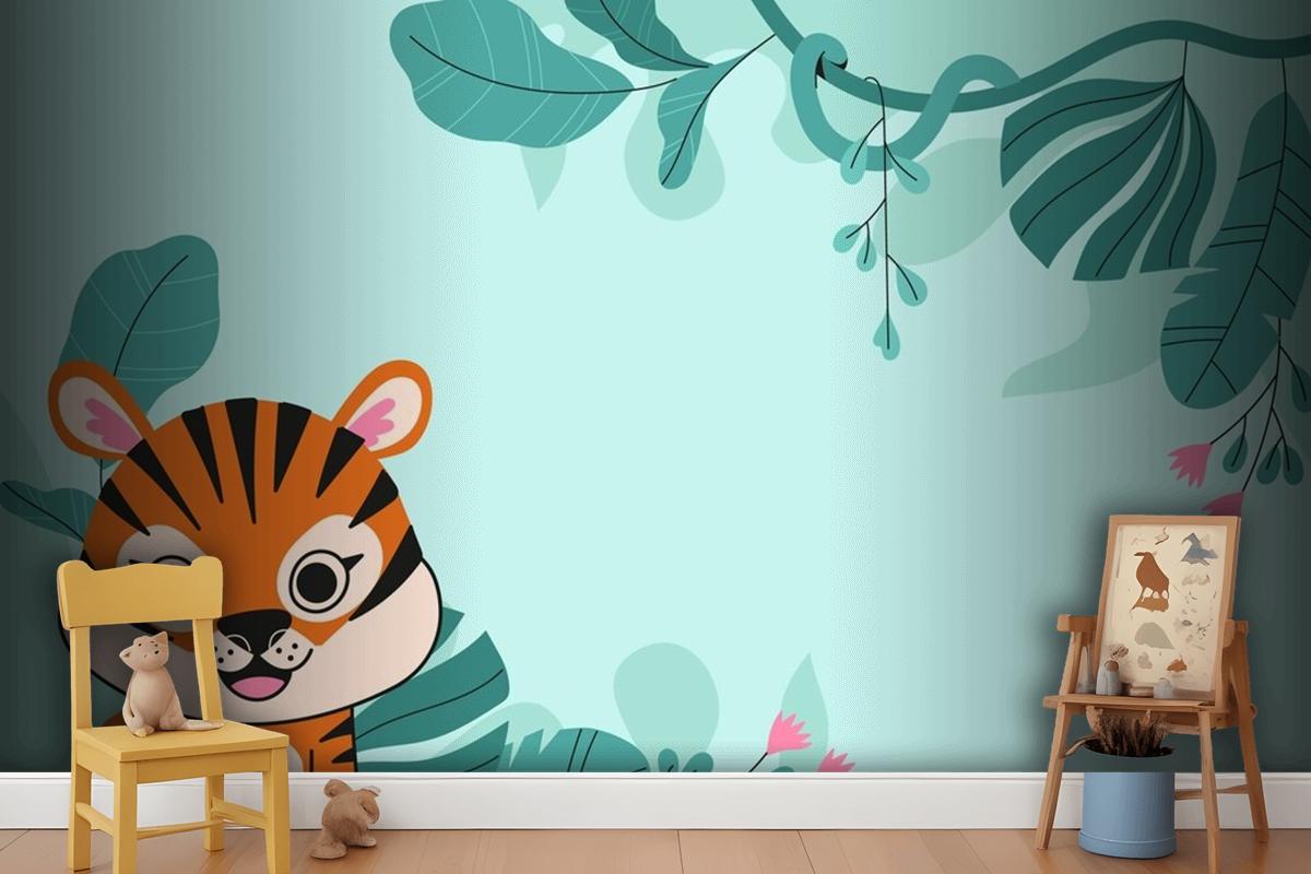 Flat Background For International Tiger Day Awareness Wallpaper Mural