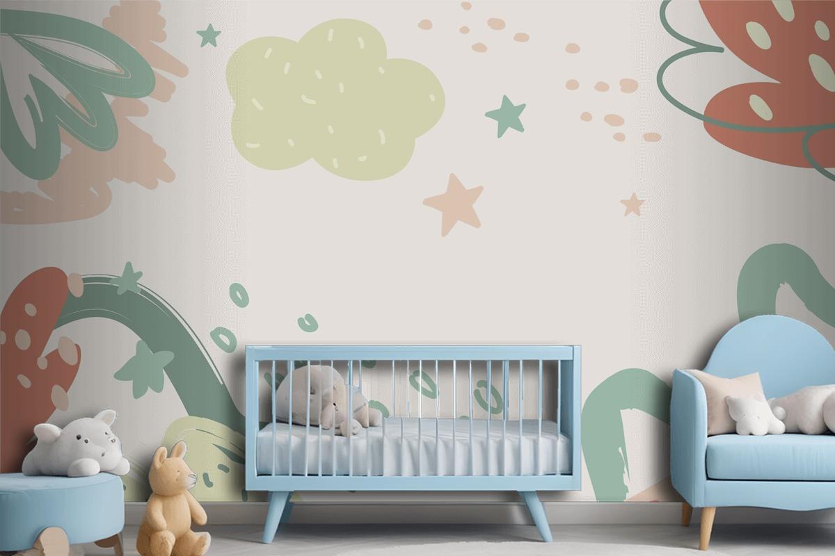 Flat Design Baby Shower Template Wallpaper Mural