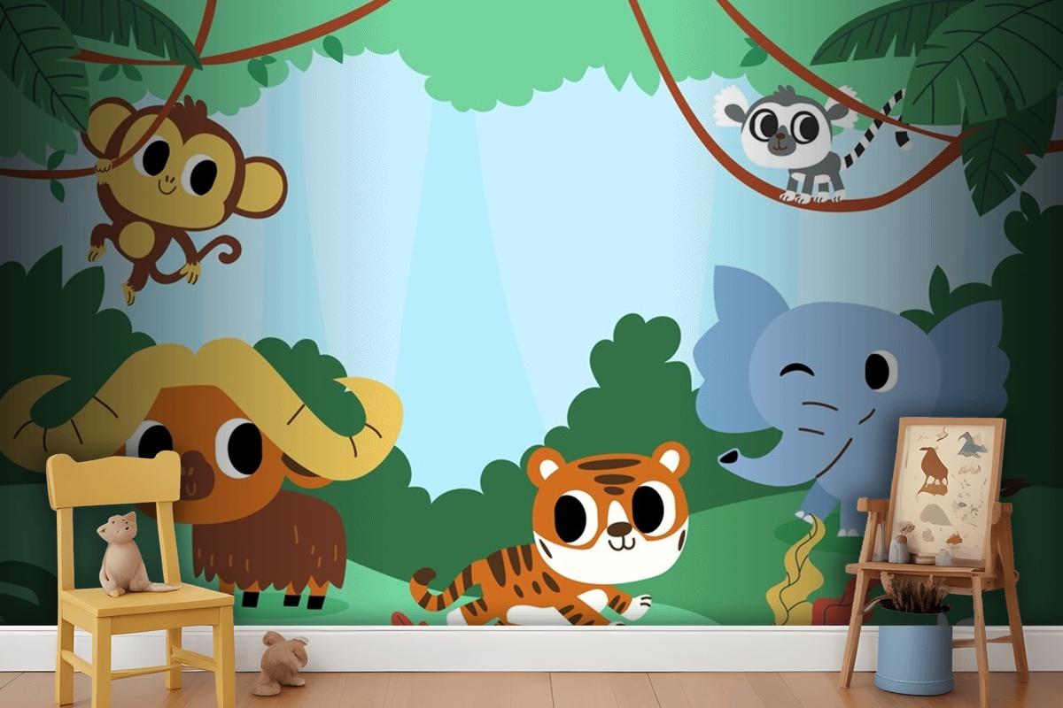 Flat  For World Animal Day Celebration Wallpaper Mural