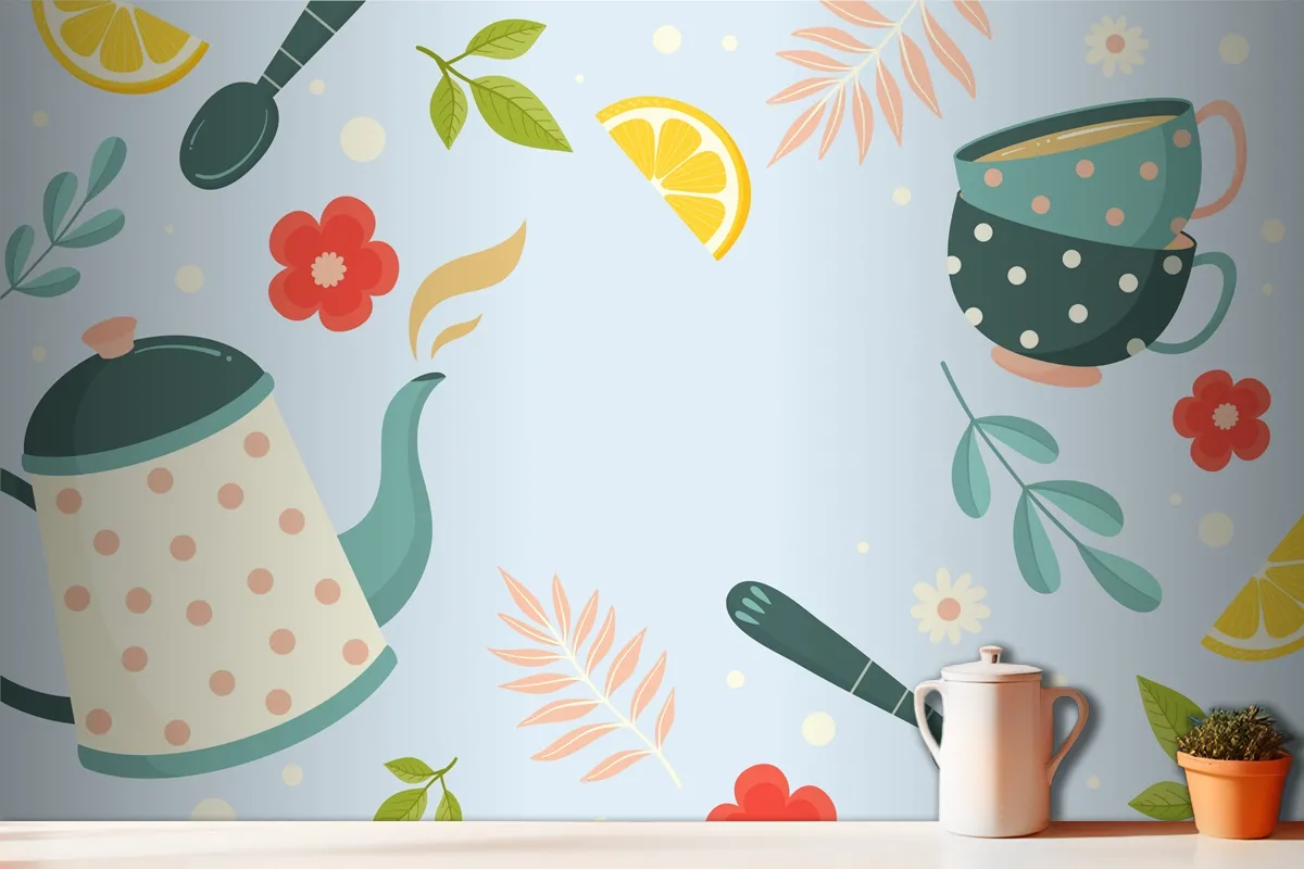 Flat International Tea Day Background Wallpaper Mural