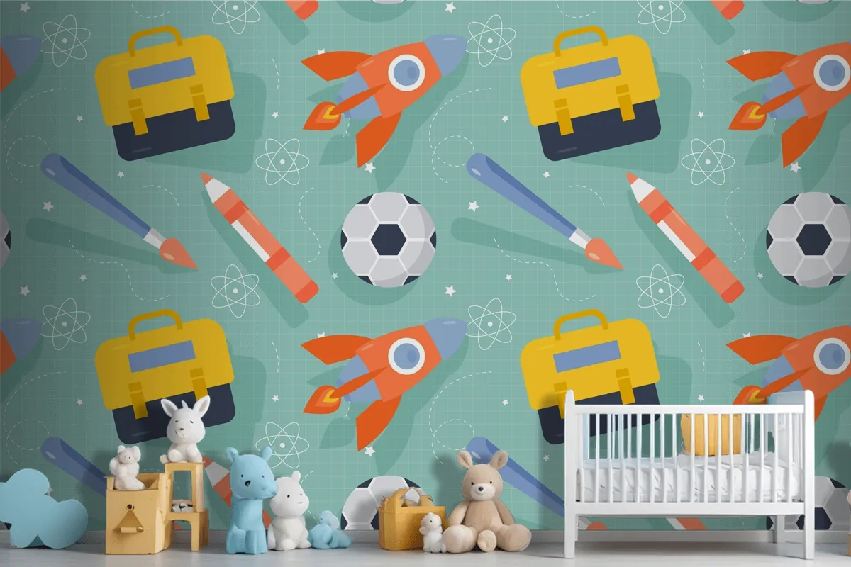 Flat Pattern Design For Back To School Wallpaper Mural