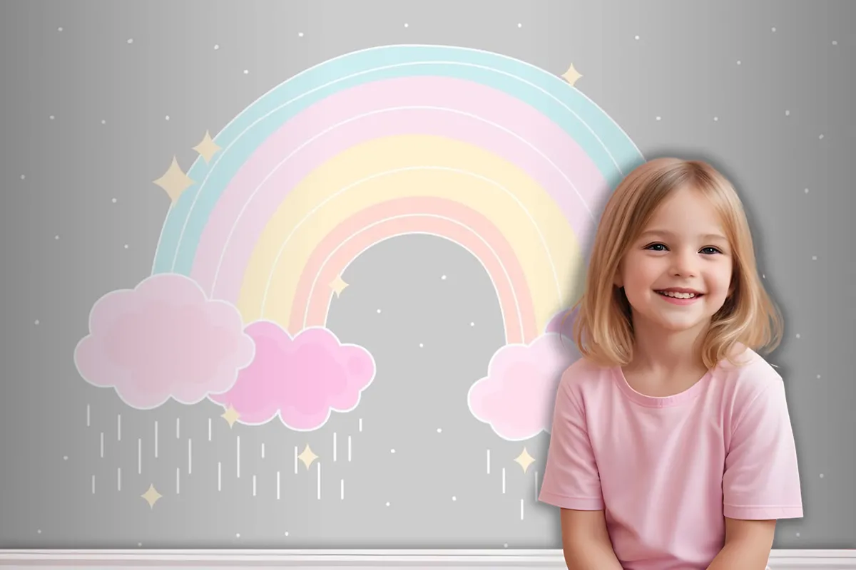 Flat Style Colorful Rainbow Wallpaper Mural