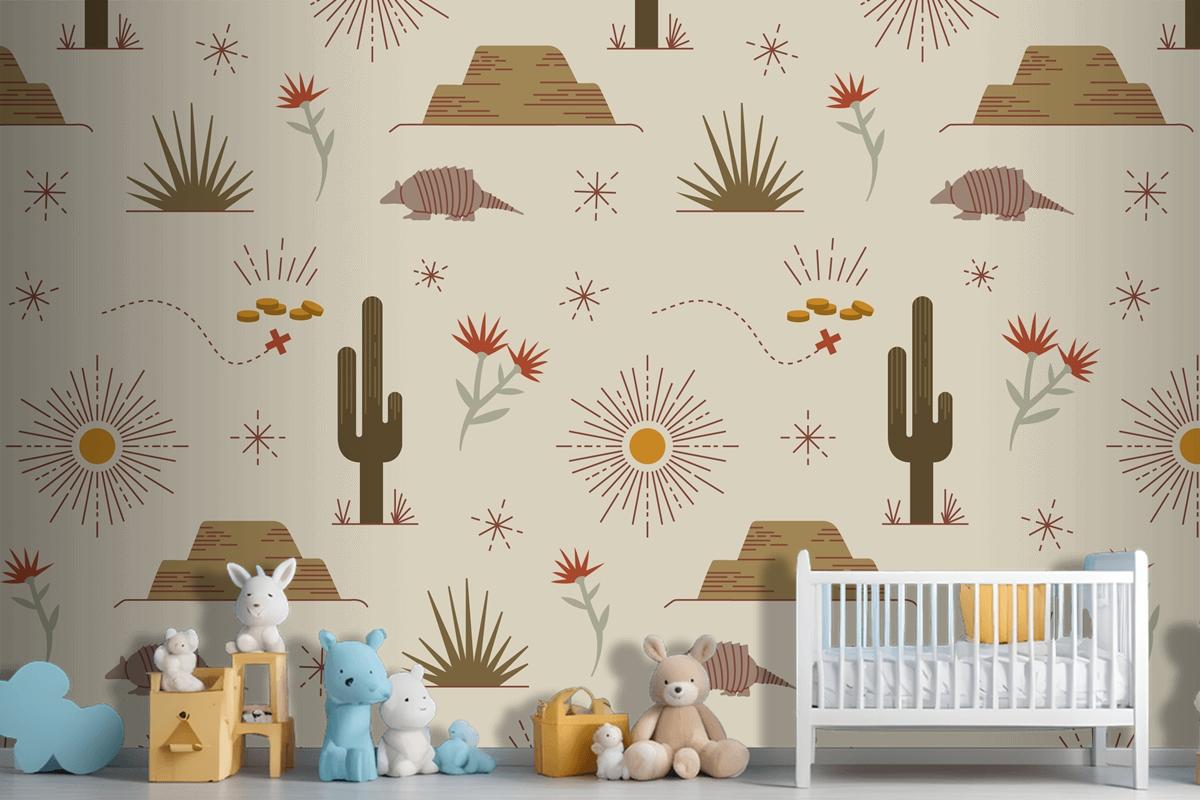 Flat Western Pattern Design Wallpaper Mural