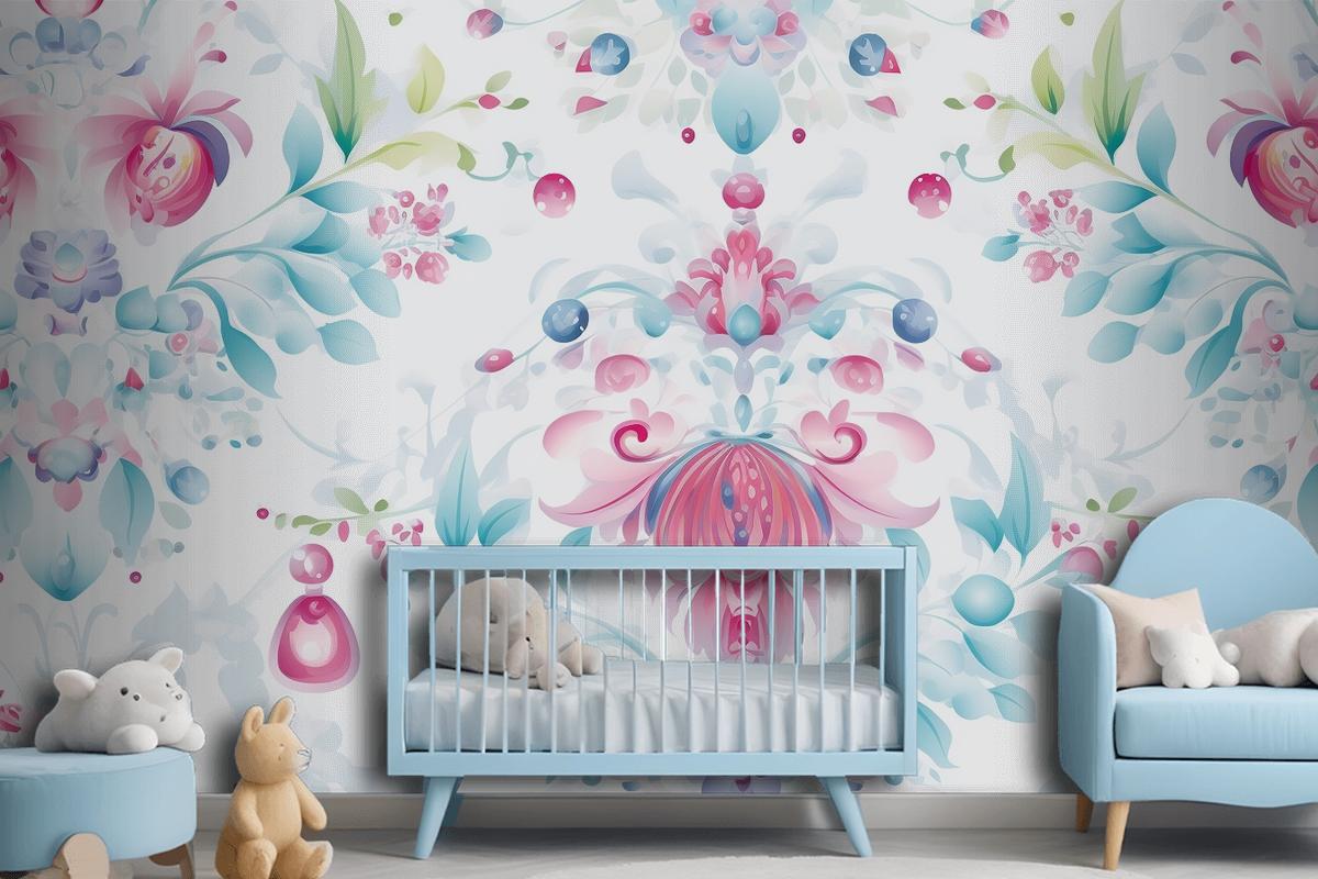 Floral Pattern Background Girl Wallpaper Mural