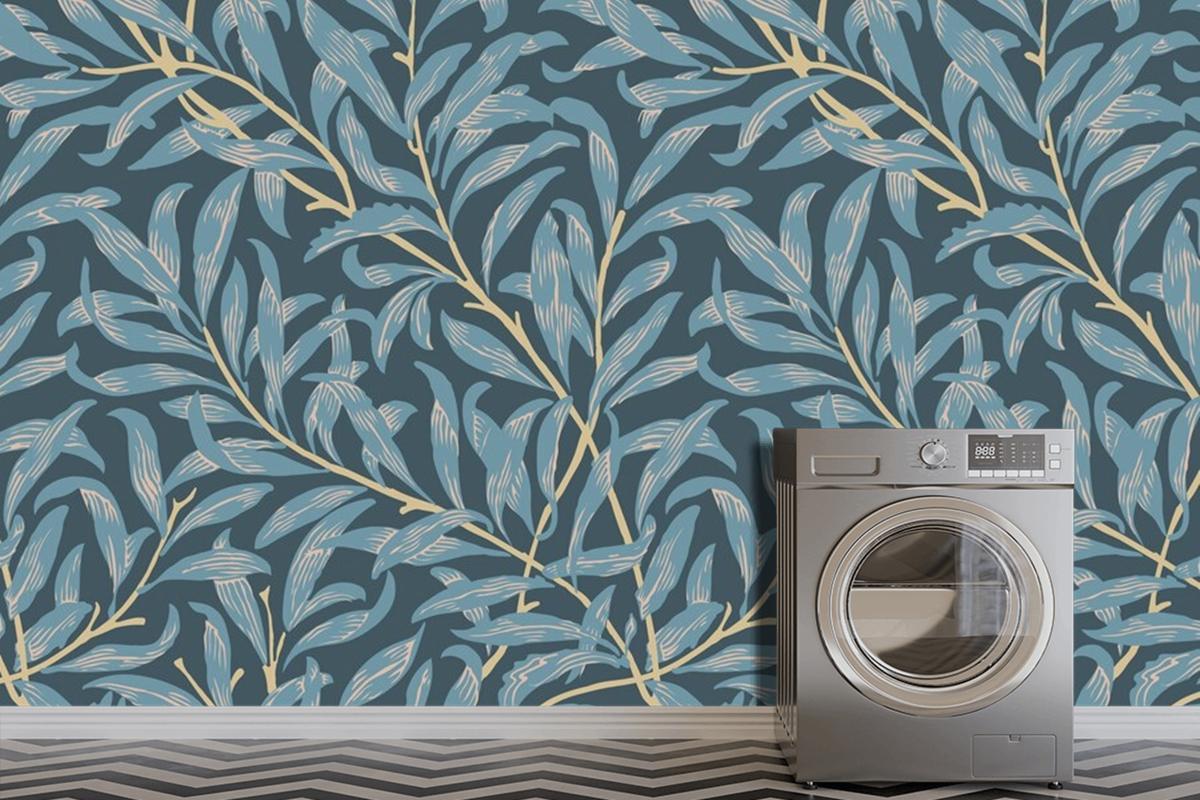 Floral Pattern Design Laundry Room Wallpaper Mural