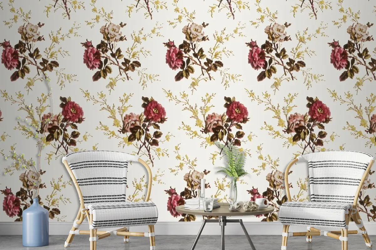 Floral Vintage Style Seamless Pattern Wallpaper Mural