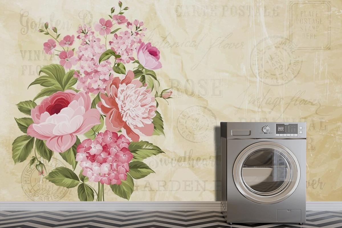 Flower Garland On Crumpled Paper Wallpaper Mural