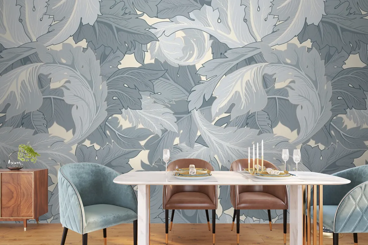 Flower Pattern Dining Room Wallpaper Mural