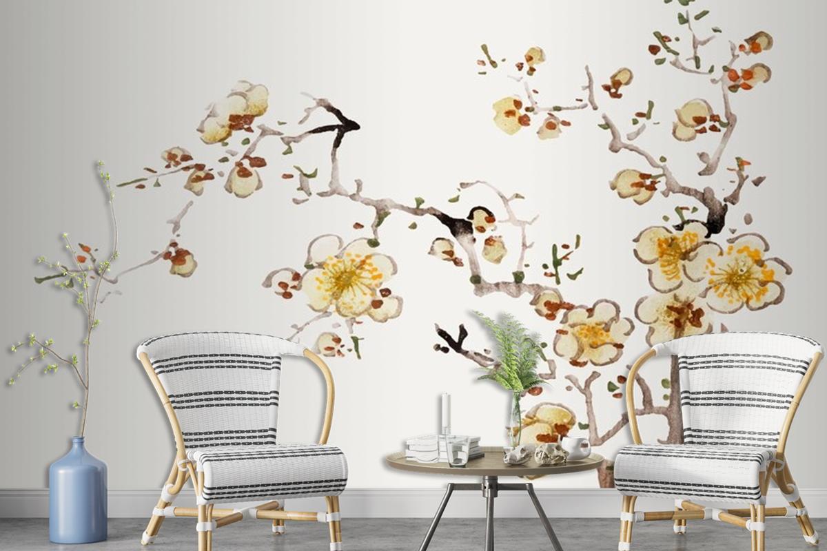 Flower Botanical Art Print Wallpaper Mural