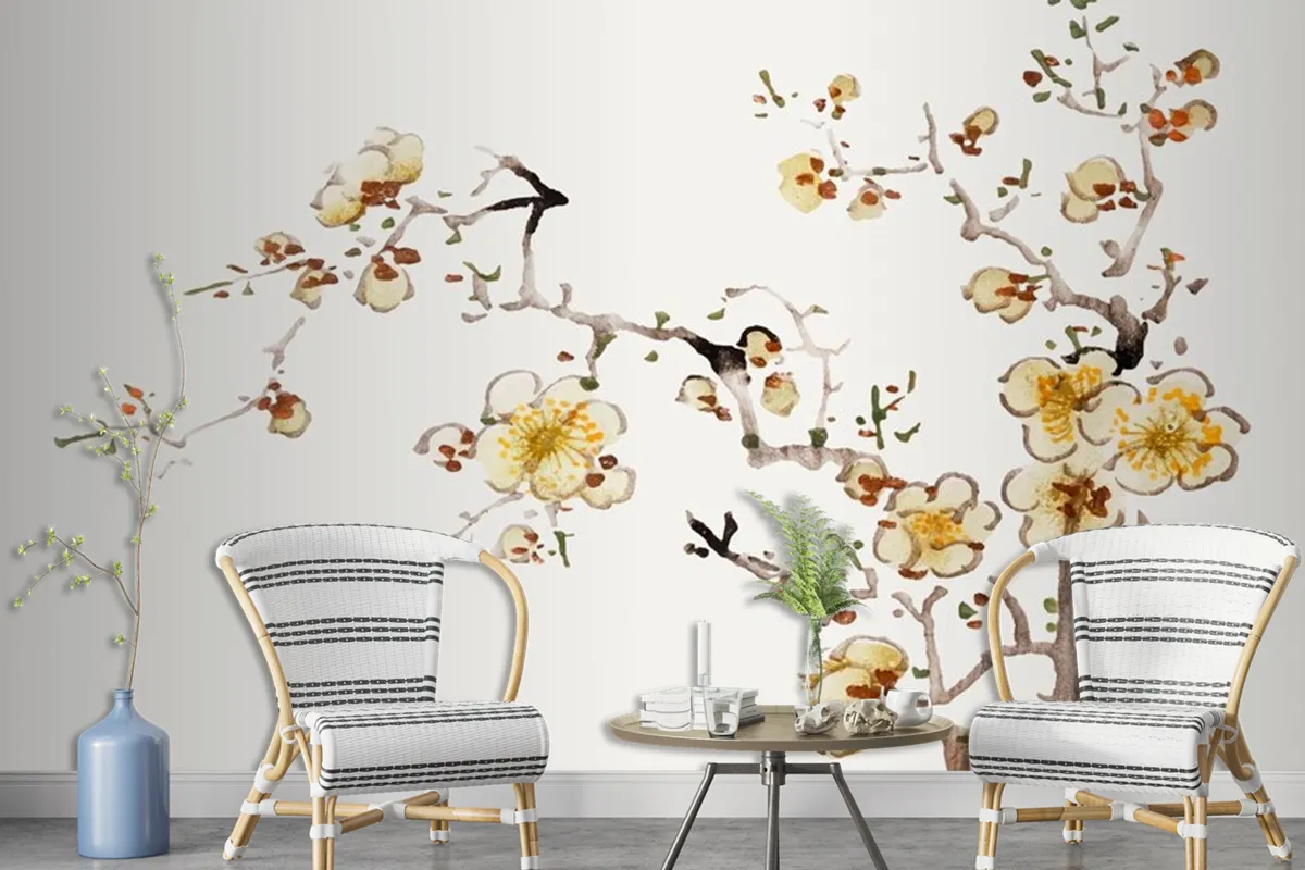 Flower Botanical Art Print Wallpaper Mural