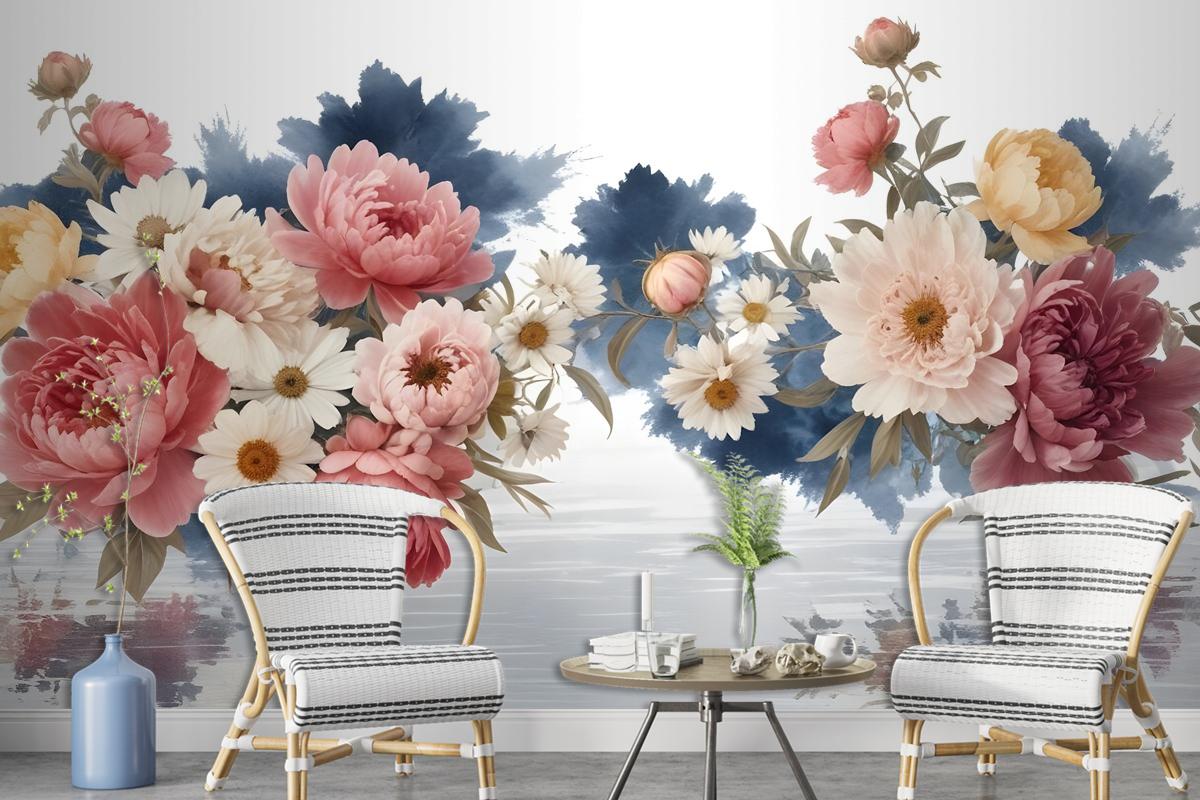 Flowers With World Wallpaper Mural