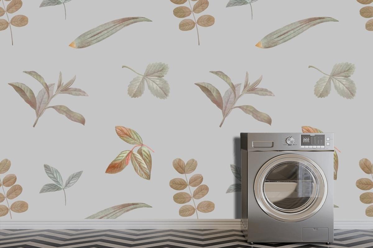 Foliage Seamless Pattern On Gray Background Wallpaper Mural