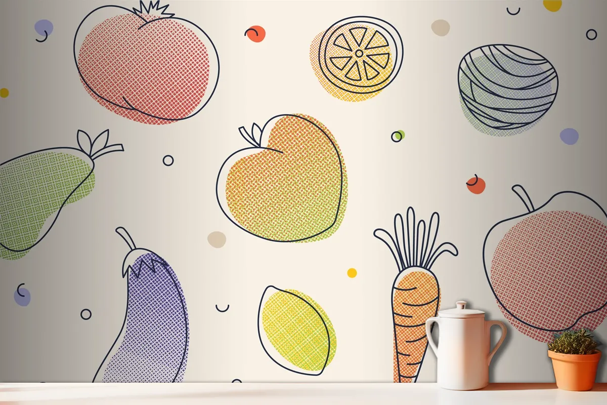 Fruits And Vegetables Kitchen Wallpaper Mural