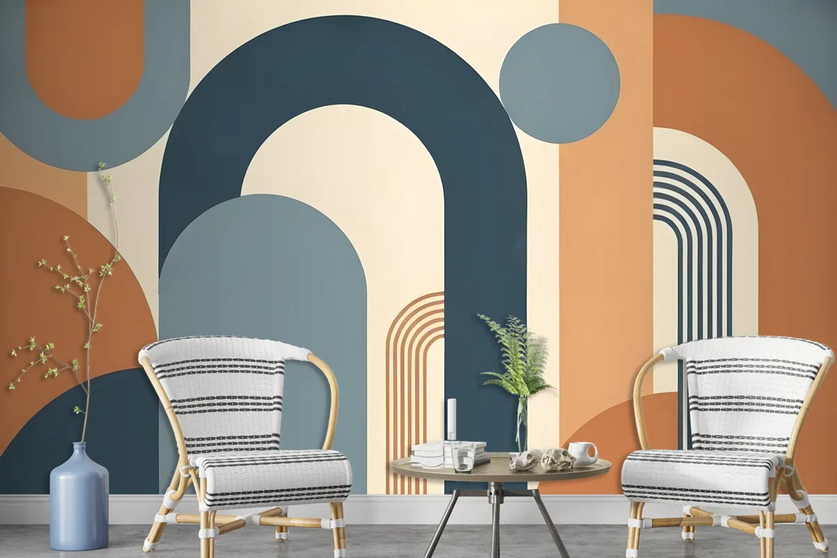 Geometric Arch With Shapes Wallpaper Mural