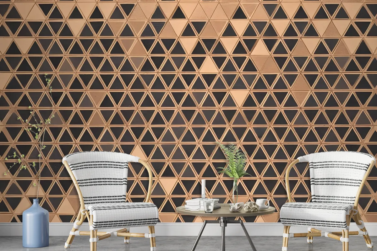 Geometric Triangle Shape Wood Texture Effect Wall Mural