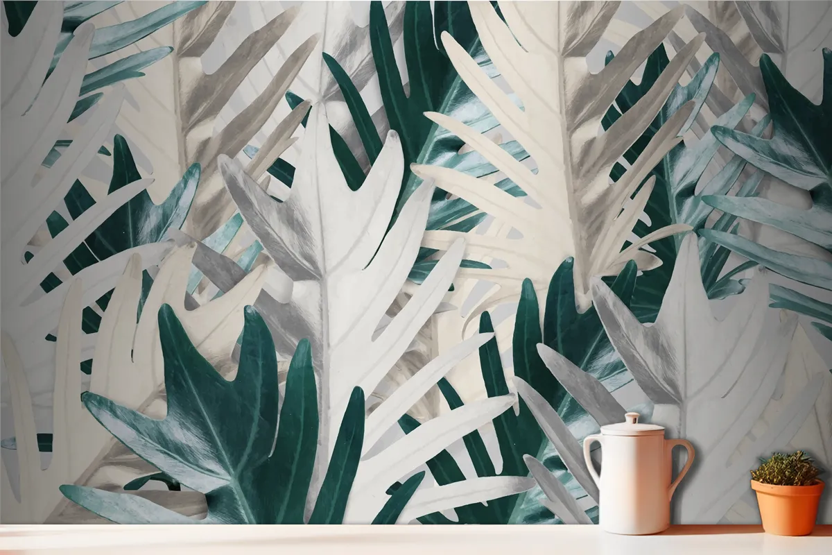 Gold And Green Palm Leaf Kitchen Wallpaper Mural