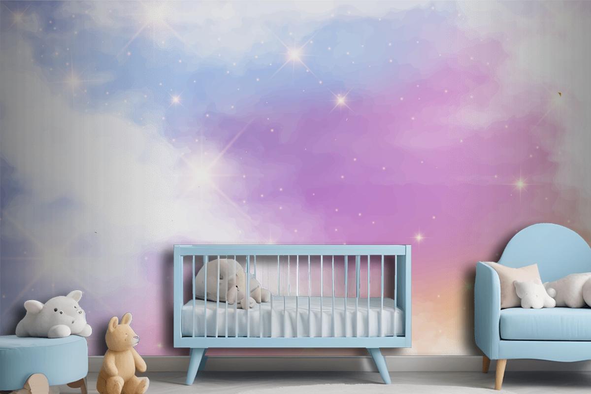 Gradient Pastel Sky Background Girl Wallpaper Mural